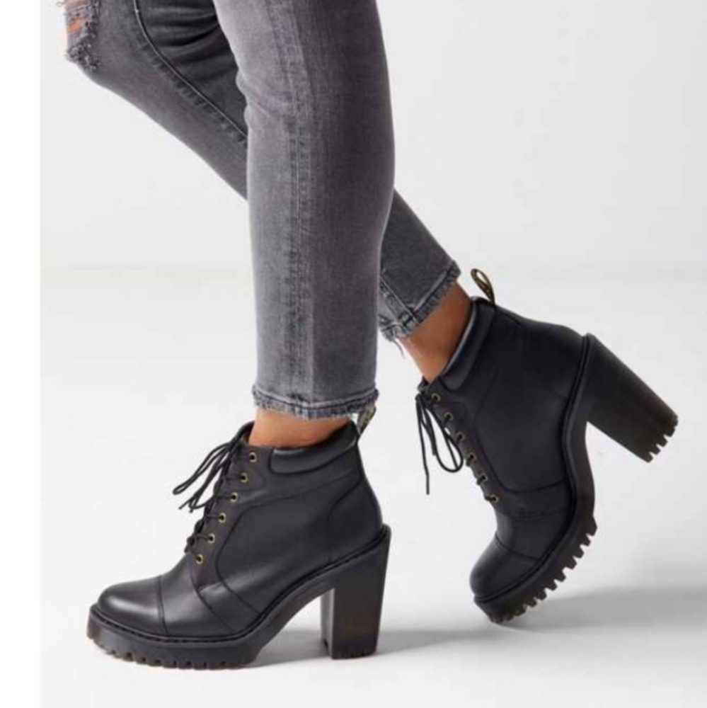 Dr. Martens Black Heeled Lace-Up Ankle Boots